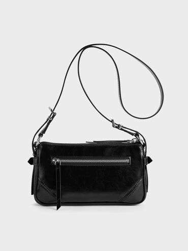 Antonella Chain-Strap Side-Buckle Crossbody Bag, Noir, hi-res