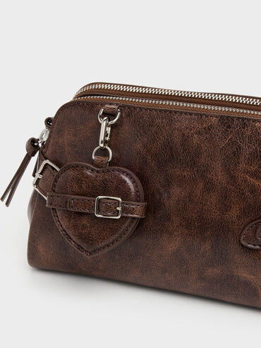 T&uacute;i đeo vai phối charm tr&aacute;i tim Nellie, N&acirc;u cafe, hi-res