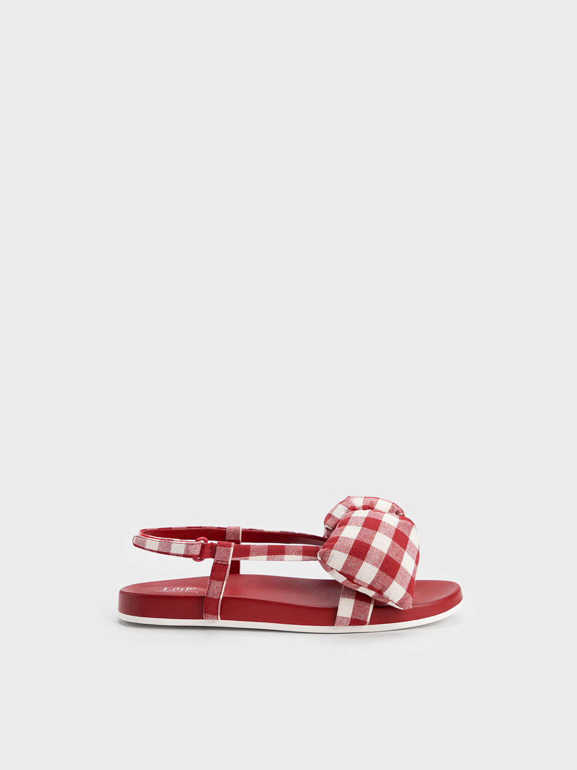 Giày sandals trẻ em Checkered Puffy Bow, Đỏ, hi-res