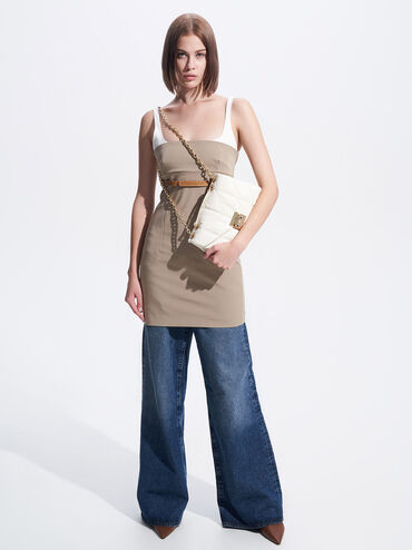 T&uacute;i đeo vai h&igrave;nh thang Eudora Chevron, Kem, hi-res