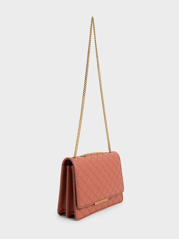 Quilted Chain Bag, Brick, hi-res