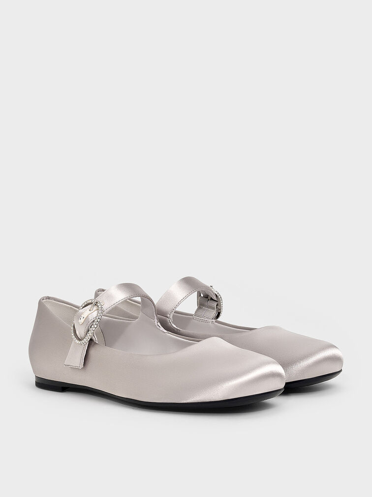 Gi&agrave;y b&uacute;p b&ecirc; Jannie Satin Crystal-Buckle, X&aacute;m nhạt, hi-res