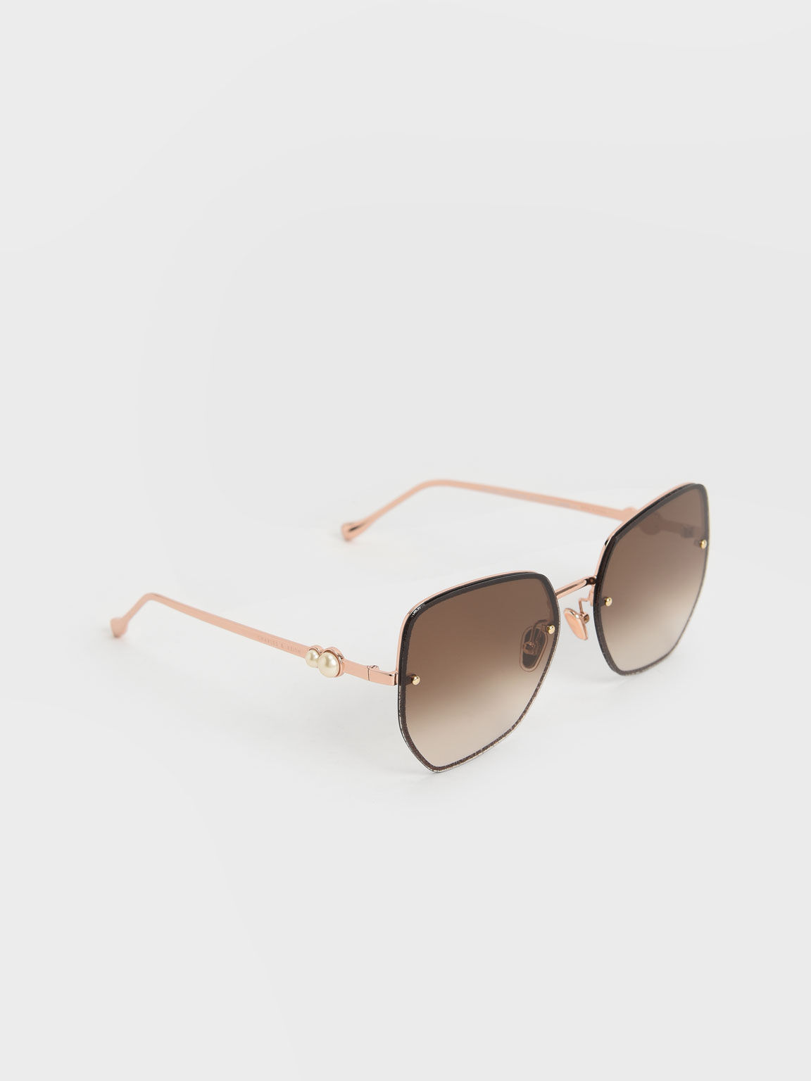 Embellished Tinted Butterfly Sunglasses, Rose Gold, hi-res