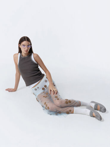 Winona Felt Mary Jane Flats, Light Grey, hi-res