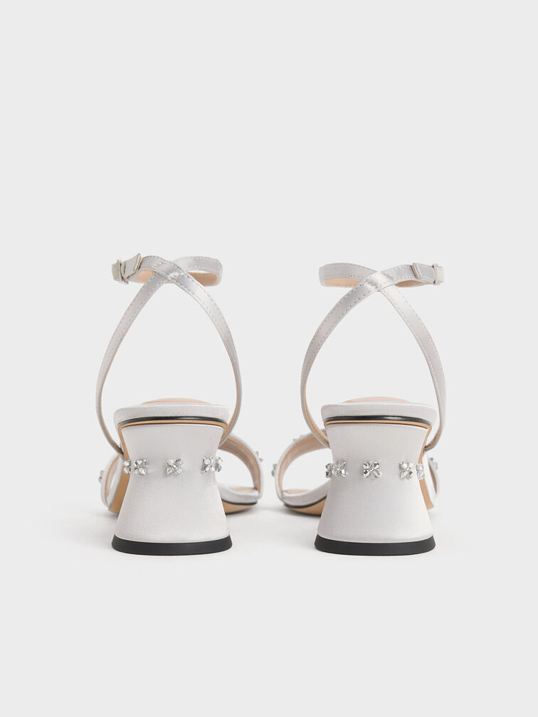 Giày sandals cao gót Recycled Polyester Beaded, Bạc, hi-res