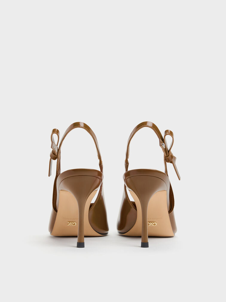 Anastasia Leather Slingback Pumps, Brown, hi-res