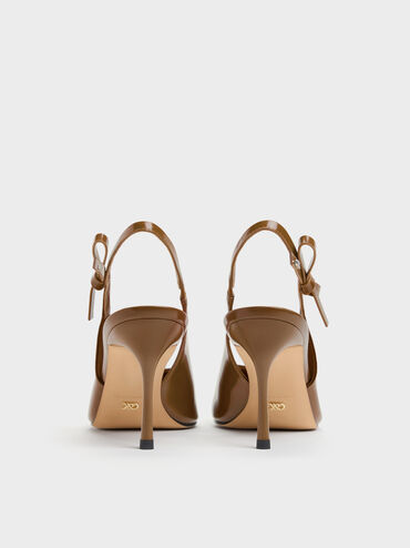 Anastasia Leather Slingback Pumps, Brown, hi-res