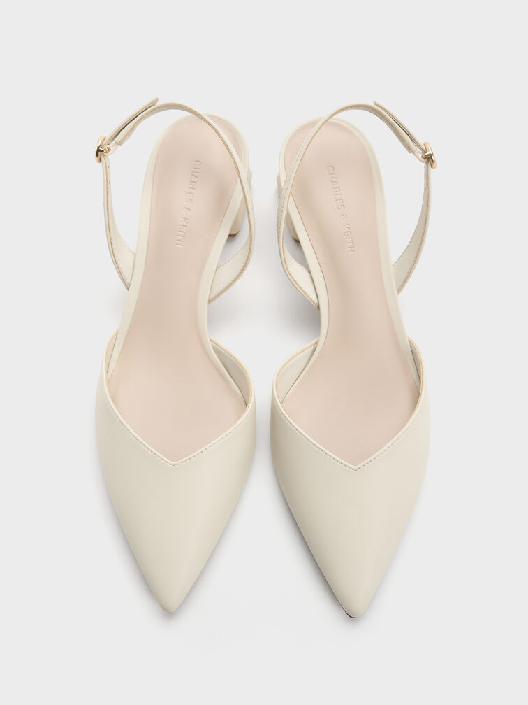 Katarina Trapeze Heel Slingback Pumps, Chalk, hi-res