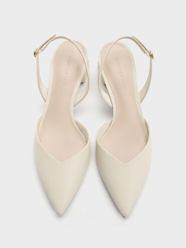 Katarina Trapeze Heel Slingback Pumps, Chalk, hi-res