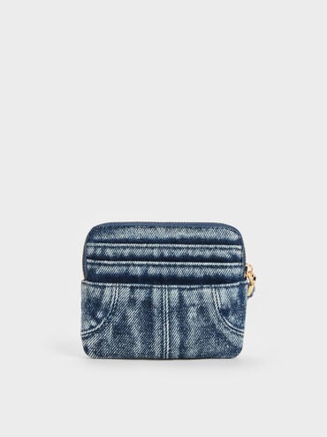 Ciara Denim Top-Zip Card Holder, Denim Blue, hi-res