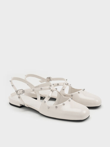 Gi&agrave;y sandals mũi vu&ocirc;ng Studded Crossover, Be, hi-res