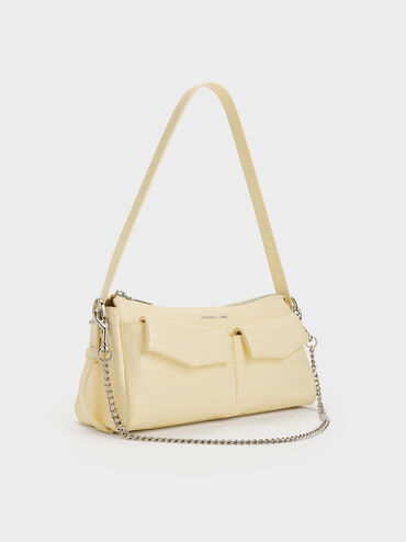 Rachel Front-Pocket Chain Shoulder Bag, Butter Yellow, hi-res