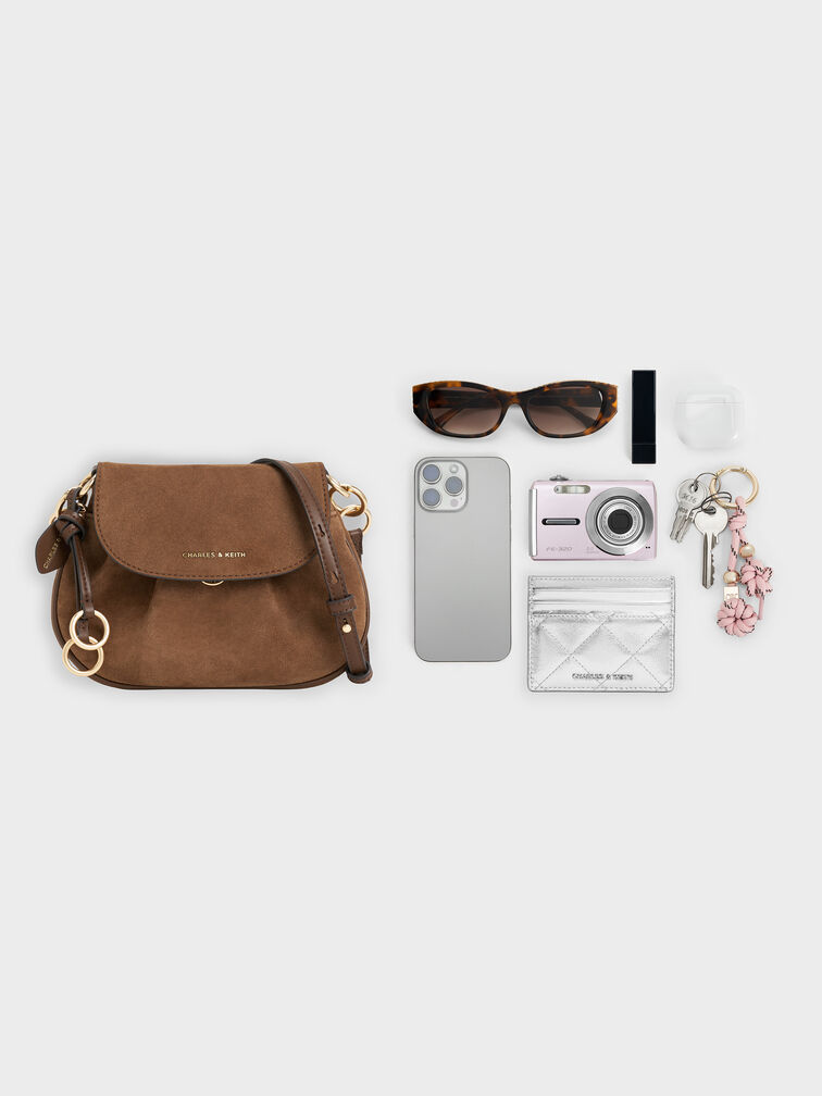 Britton Ruched Saddle Bag, Mocha Brown, hi-res