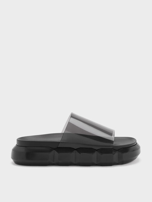 Fia See-Through Slide Sandals, Black, hi-res
