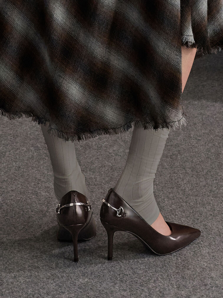 Giày cao gót bít mũi Erinna Metallic-Accent, Đỏ burgundy, hi-res