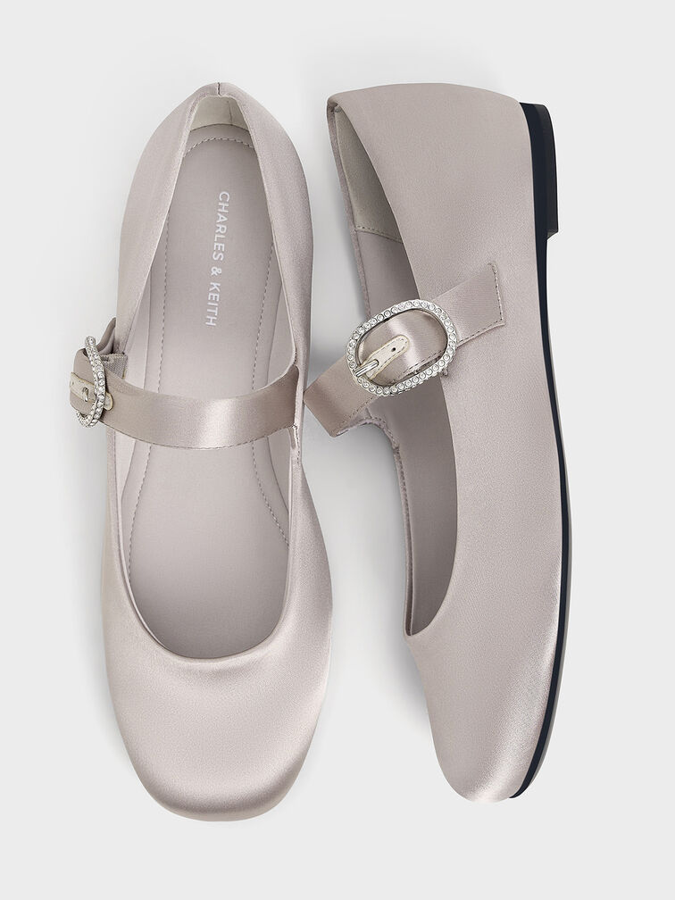 Gi&agrave;y b&uacute;p b&ecirc; Jannie Satin Crystal-Buckle, X&aacute;m nhạt, hi-res