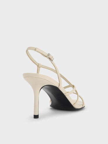 Strappy Stiletto-Heel Slingback Sandals, Chalk, hi-res