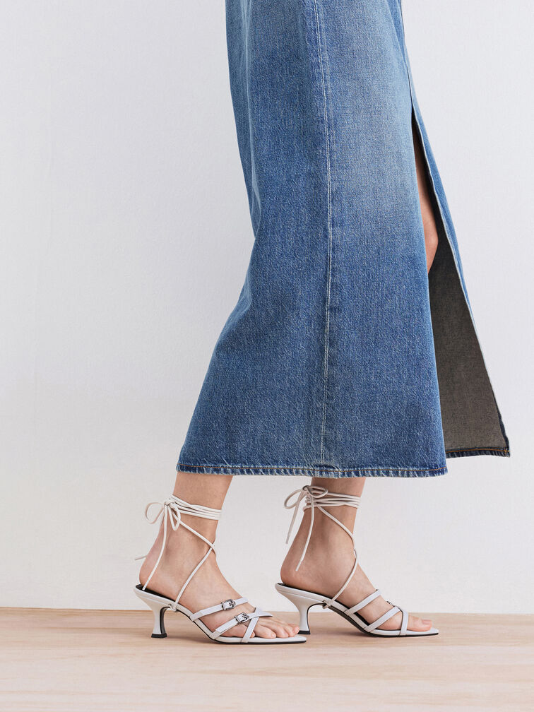 Amaliya Pointed Strappy Heeled Sandals, White, hi-res