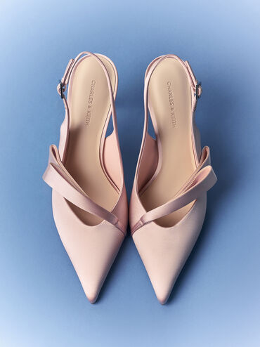 Gi&agrave;y sandals cao g&oacute;t Satin, Hồng, hi-res
