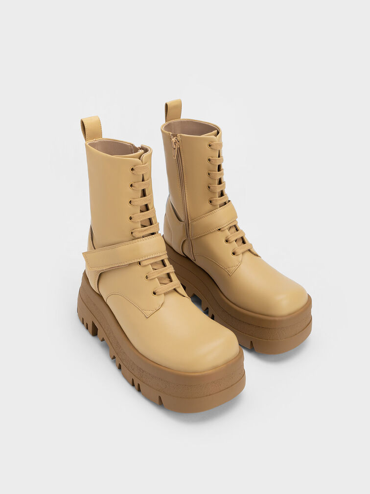 Giày boots nữ cổ cao thắt dây Rainier Belted, Cát, hi-res