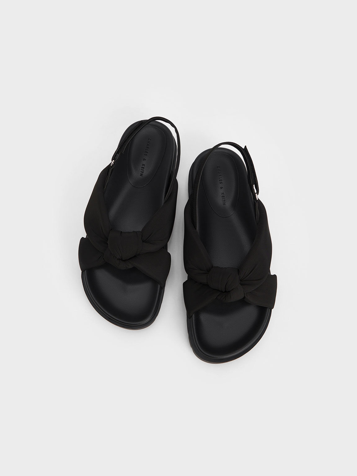 Giày sandals Nylon Knotted Flatform, Đen, hi-res