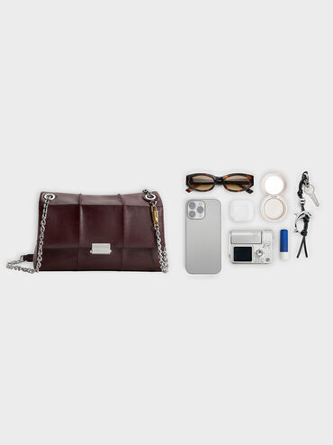 T&uacute;i đeo vai nắp gập Delfina, Wineberry Red, hi-res