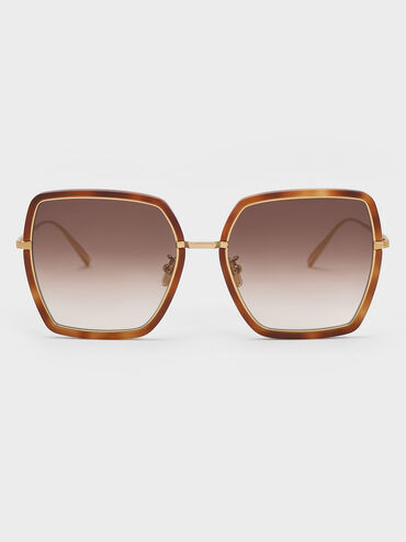 Oversized Square Butterfly Sunglasses, T. Shell, hi-res