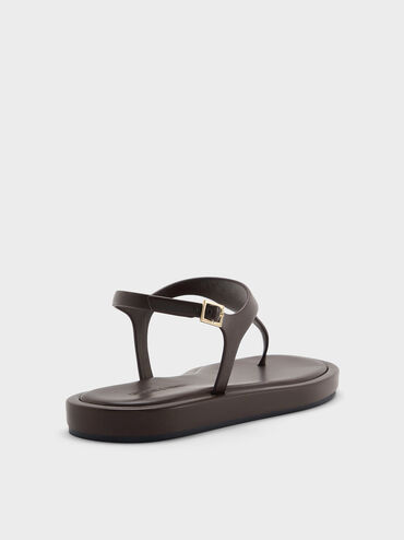 Dép kẹp mũi tròn Buckled, Nâu đậm, hi-res