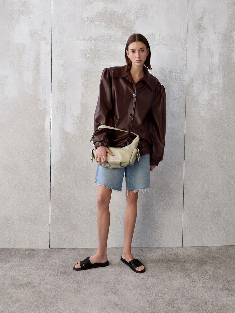 Bessie Side-Pocket Hobo Bag, Pale Olive, hi-res