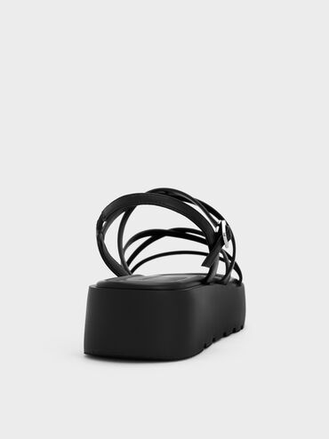 Giày sandals đế cao Strappy, Đen, hi-res