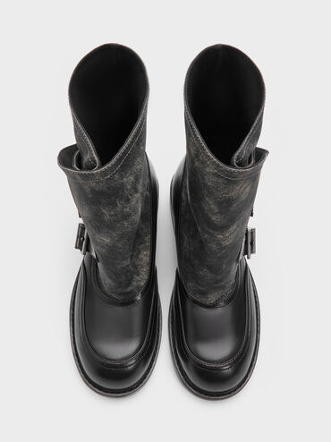 Aether Buckled Calf Boots, Dark Grey, hi-res
