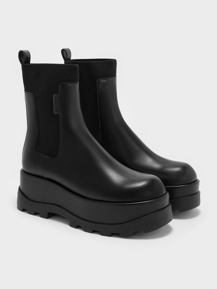 Barron Platform Ankle Boots, Black, hi-res
