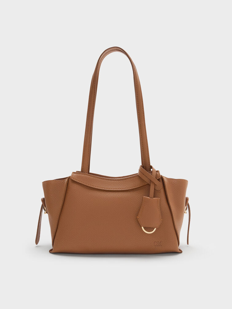 Leather Trapeze Tote Bag, Cinnamon Tan, hi-res