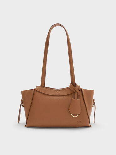 Leather Trapeze Tote Bag, Cinnamon Tan, hi-res