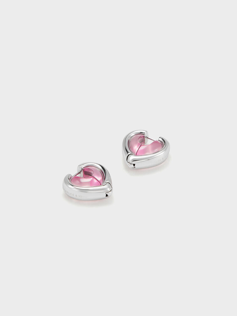 Annalise Resin-Heart Stud Earrings, Pink, hi-res