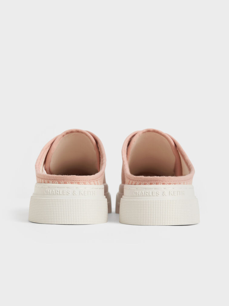 Giày mules mũi tròn hở gót Kay Striped Slip-On, Hồng, hi-res