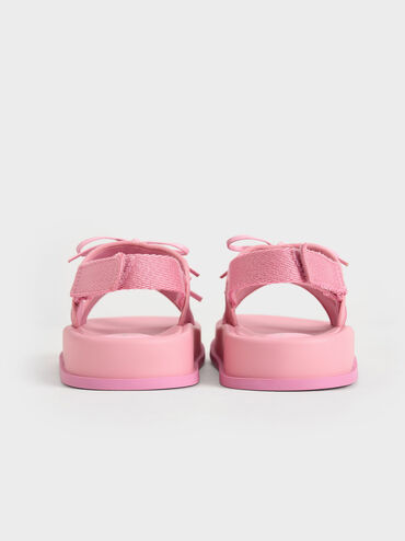 Giày sandals bé gái Denim Double Bow, Hồng, hi-res