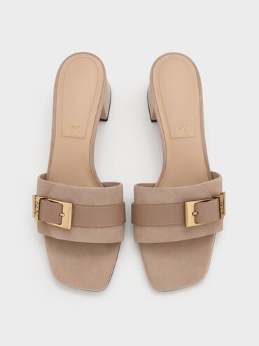 Gi&agrave;y mules cao g&oacute;t Whitney Suede & Leather, N&acirc;u x&aacute;m, hi-res