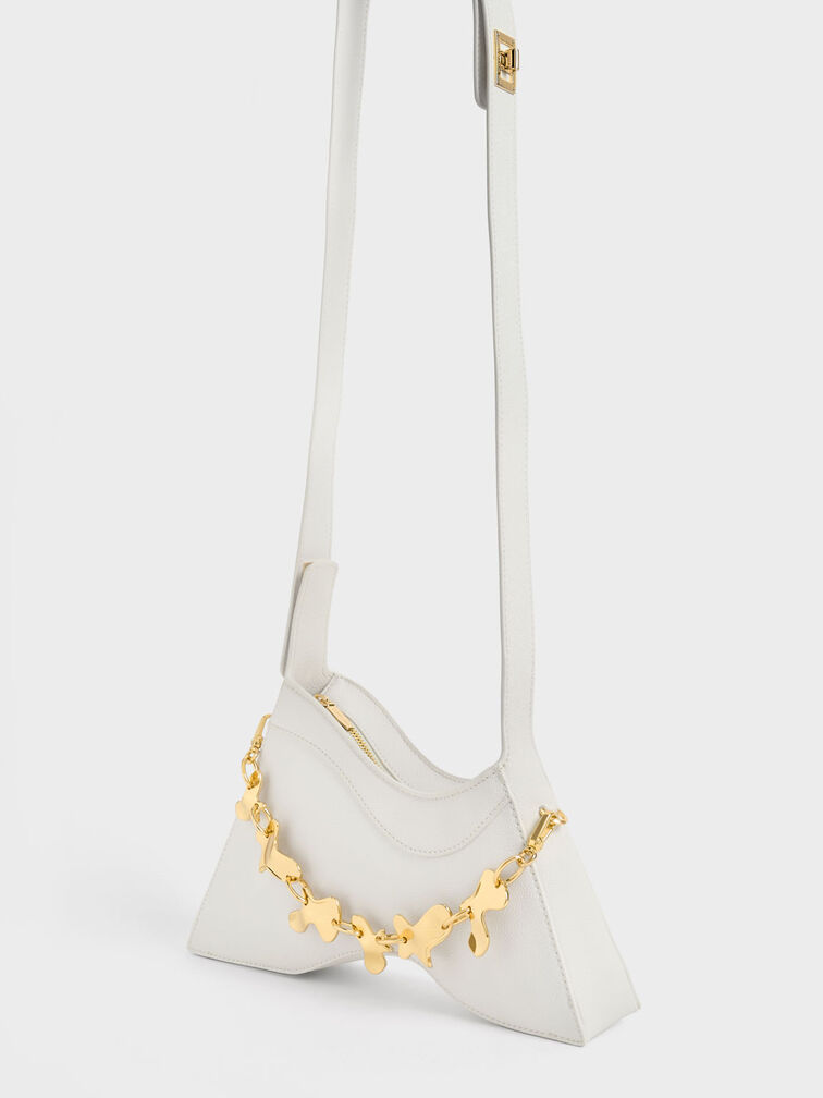 Túi đeo vai nữ Verity Chain Link Sculptural, Trắng, hi-res