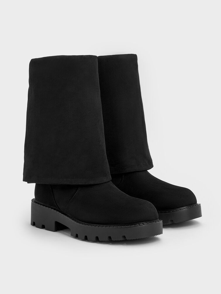 Gi&agrave;y boots cổ cao Camilla, Đen họa tiết, hi-res
