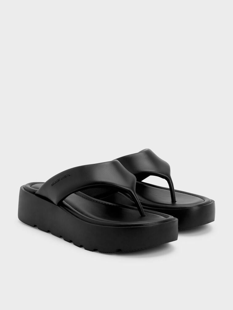 D&eacute;p kẹp V-Strap Flatform, Đen, hi-res