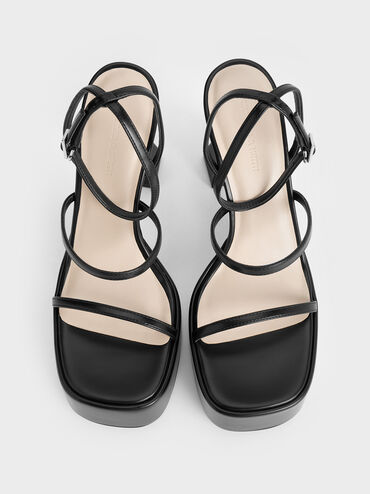 Giày sandals cao gót Strappy Sculptural-Heel, Đen, hi-res