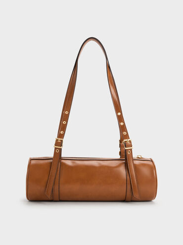 Rey Elongated Shoulder Bag, Distressed Tan, hi-res