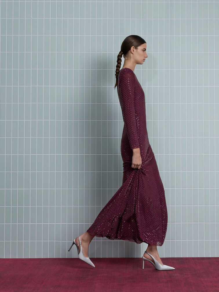 Gi&agrave;y sandals cao g&oacute;t Satin Teardrop-Crystal, Bạc, hi-res