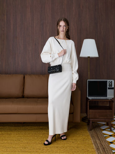 Túi đeo vai phom chữ nhật Janie, Đen, hi-res