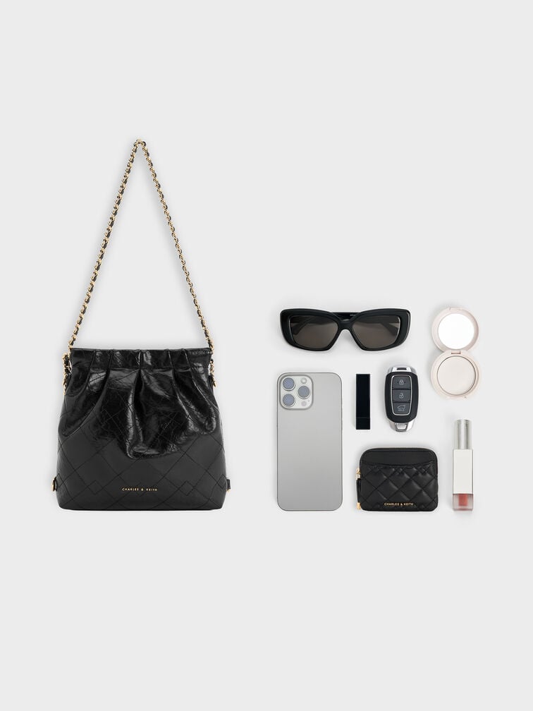 Balo phom chữ nhật Duo Chain-Handle Two-Way, Đen, hi-res