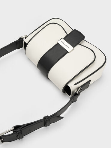 Belted Curved Shoulder Bag, Multi, hi-res