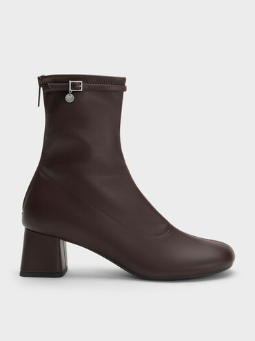 Belted Block-Heel Ankle Boots, Dark Brown, hi-res