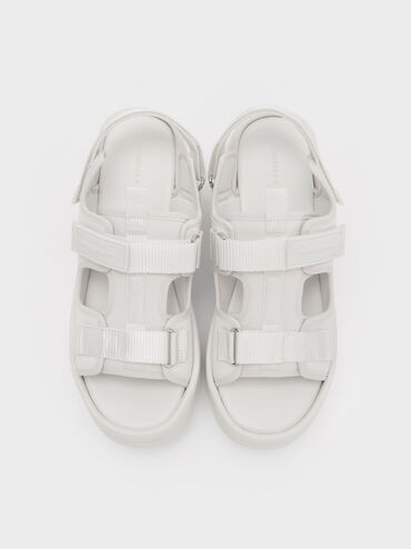 Elastane Flatform Sports Sandals, White, hi-res