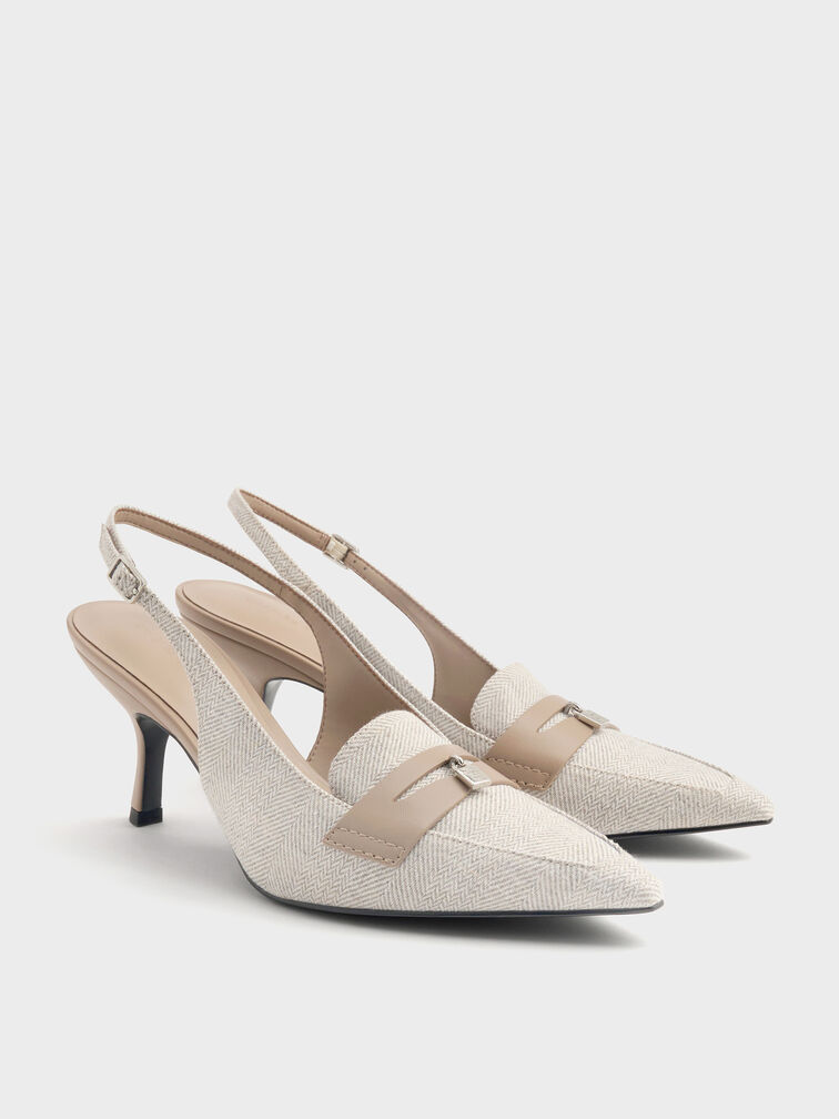 Griselda Two-Tone Slingback Pumps, Light Grey, hi-res